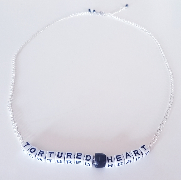 Tortured Heart Necklace Hand Crafted Black and White - Picture 1 of 14
